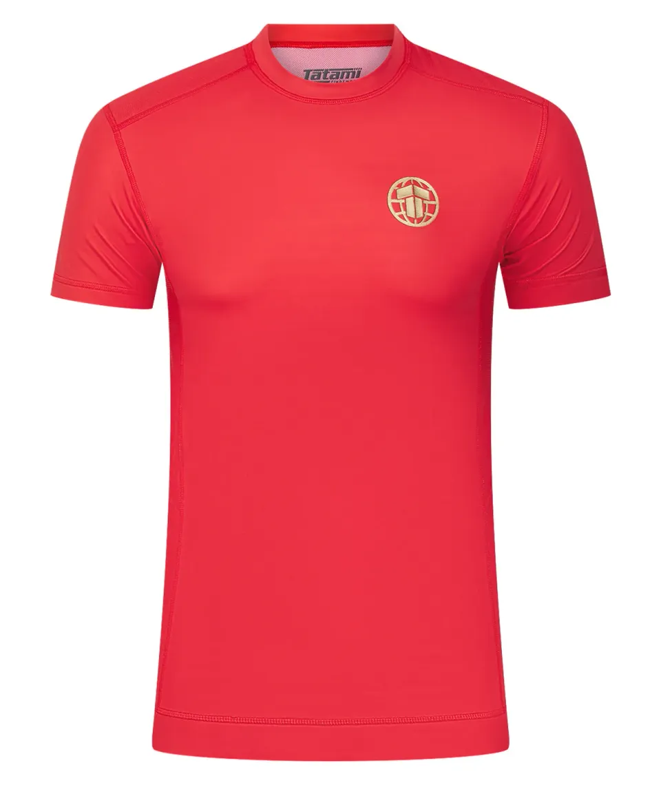 Tatami Pro Rash Guard Uomo Rossa Manica Corta Elasticizzata