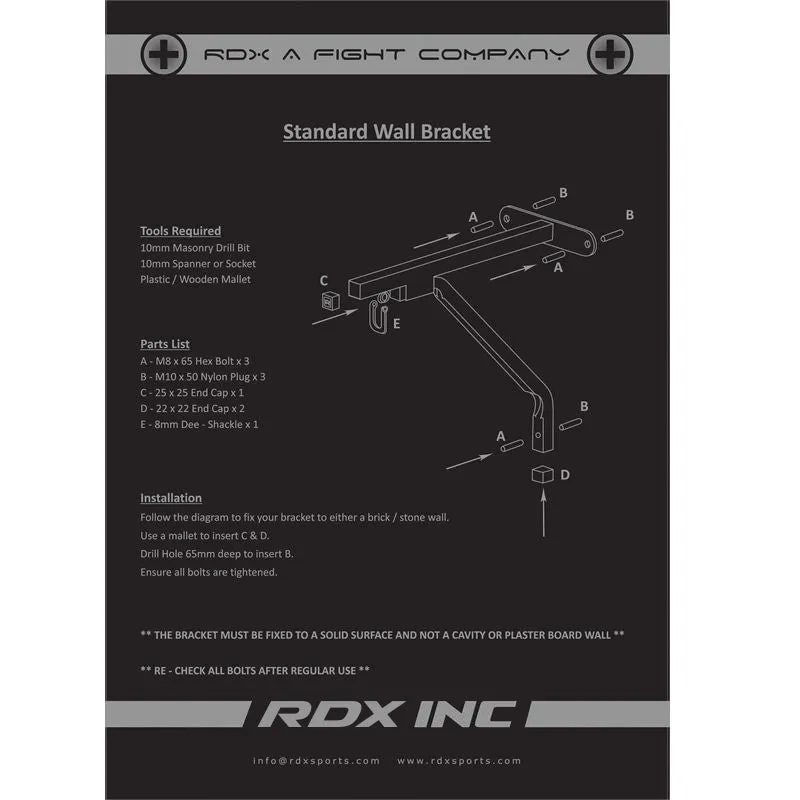 RDX X1 Staffa Parete Acciaio Bianca Sacco 40kg