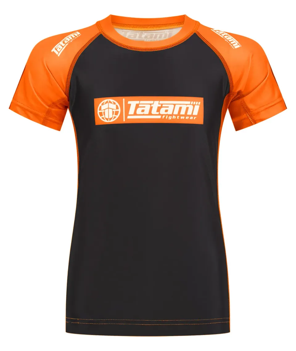 Tatami Fightwear IBJJF Ranked rash guard bimbo arancione corta