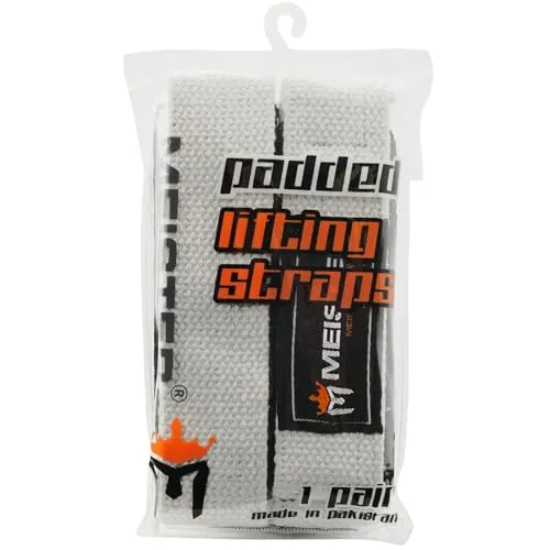 Meister cinghie sollevamento pesi neoprene bianco antiscivolo paio