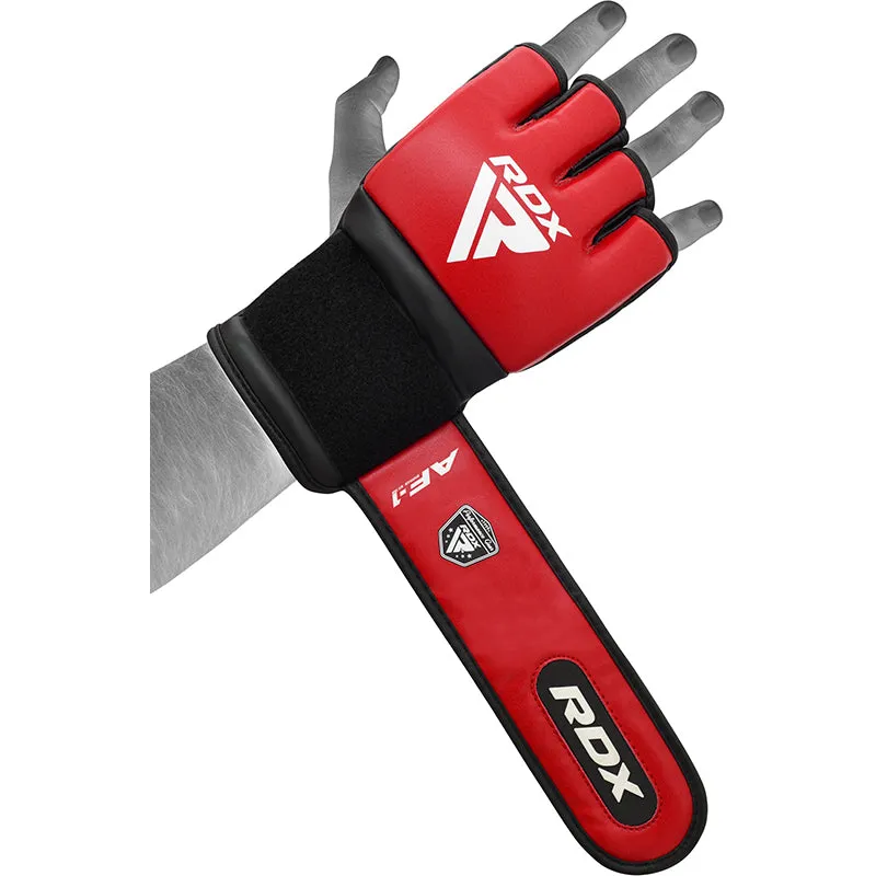 RDX F1 guanti MMA grappling 4oz neri palmo aperto