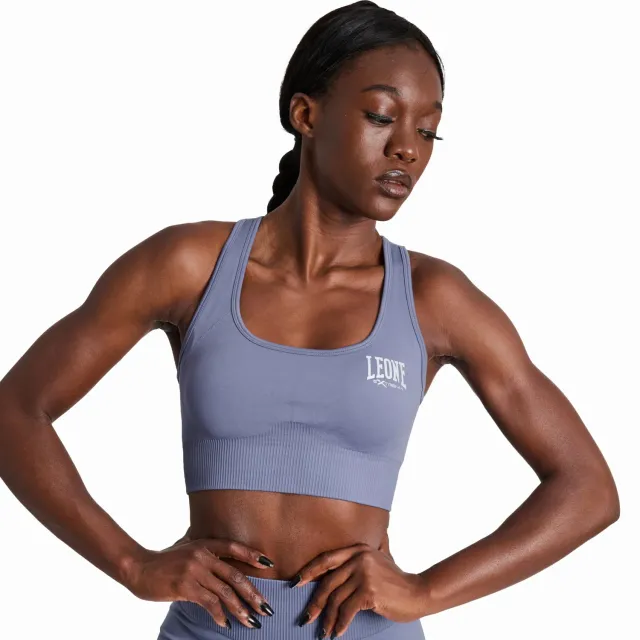 Leone 1947 ABX116 Top Bra Donna S Grigio Blu Seamless