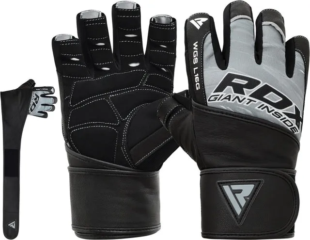 RDX L16 Guanti Palestra Pelle con Fascia Polso gel