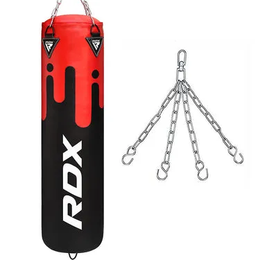 RDX Sacco Boxe 4ft Nero Rosso in Maya Hide