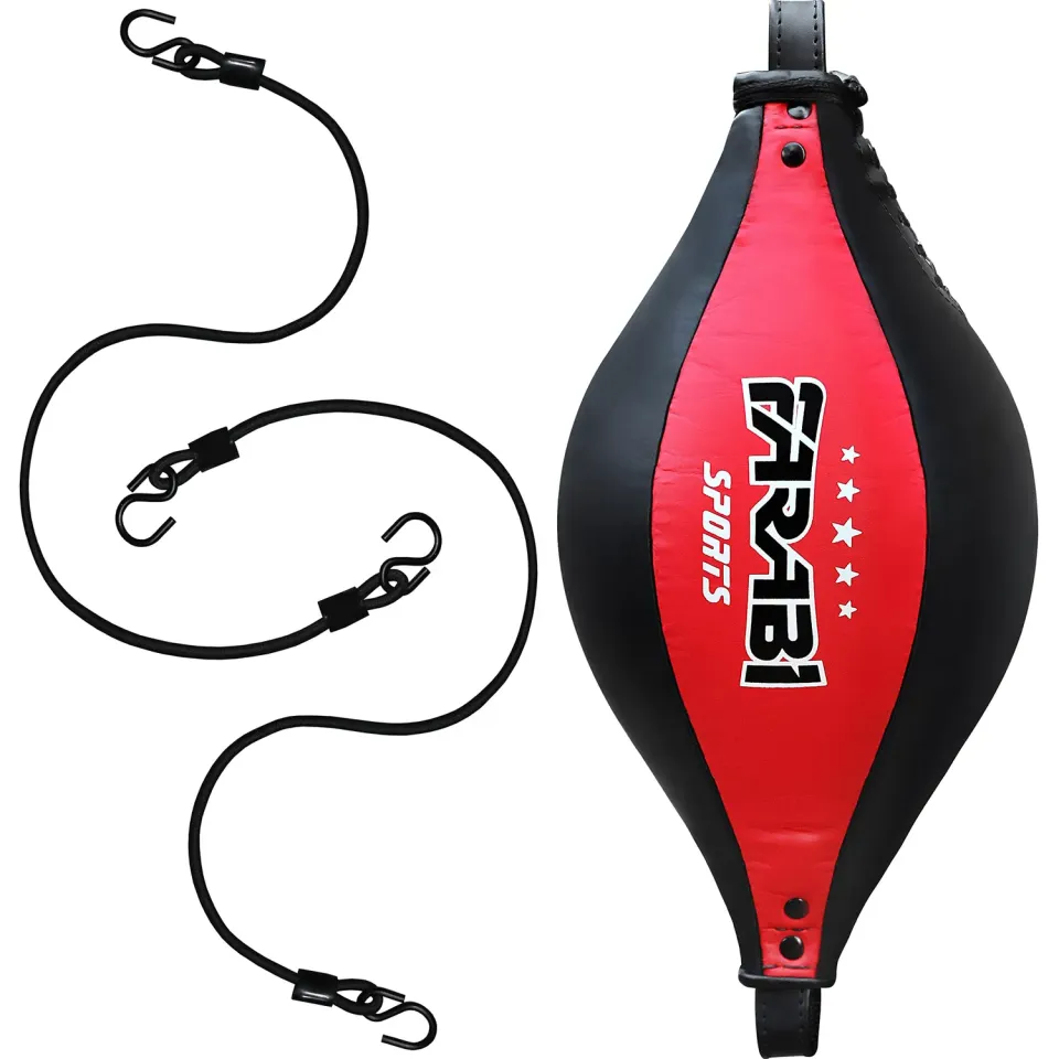 Farabi Palla Doppio Elastico Boxe ovale pelle 33cm