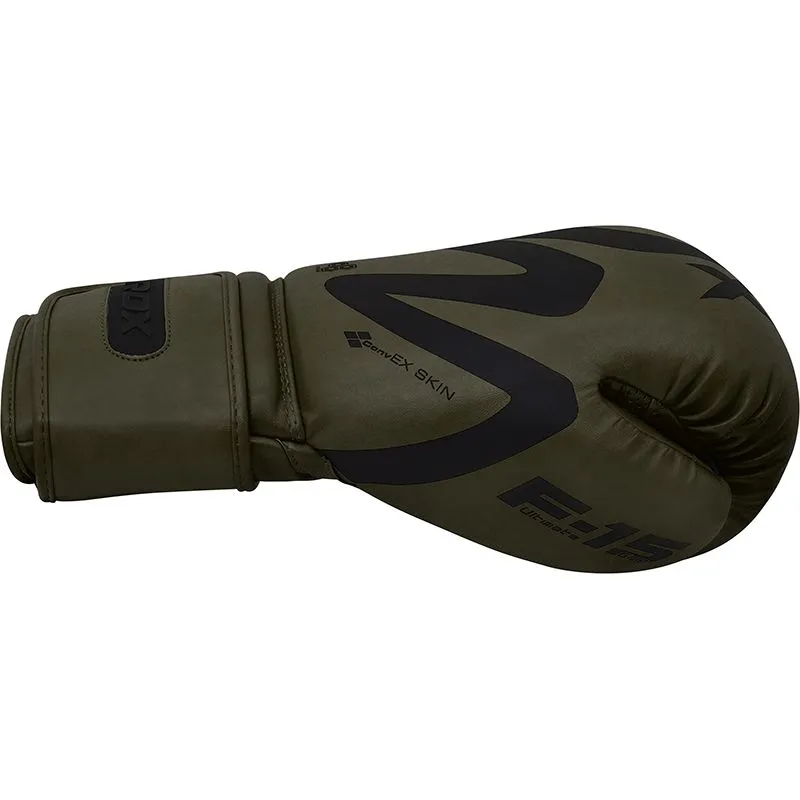 RDX F15 guantoni boxe pelle neri 14oz verde
