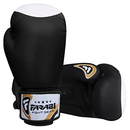 Farabi Raw Guanti Boxe Pelle Cuoio Sparring Sacco