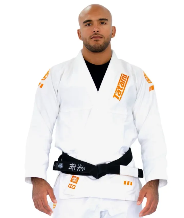 Tatami Pro Series kimono BJJ bianco leggero ricami arancioni