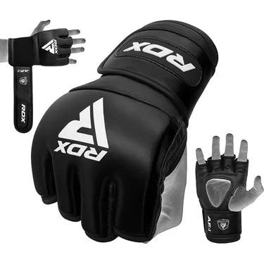 RDX F1 guanti MMA grappling 4oz pelle neri