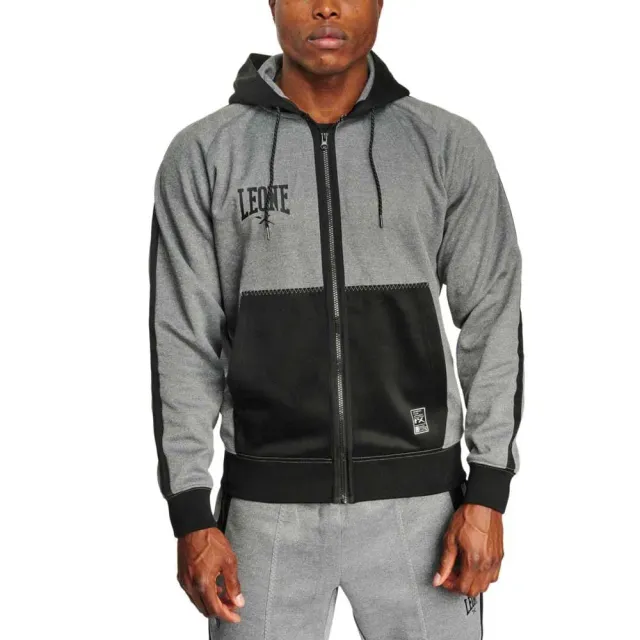 Leone1947 Melange felpa uomo taglia M con cappuccio zip