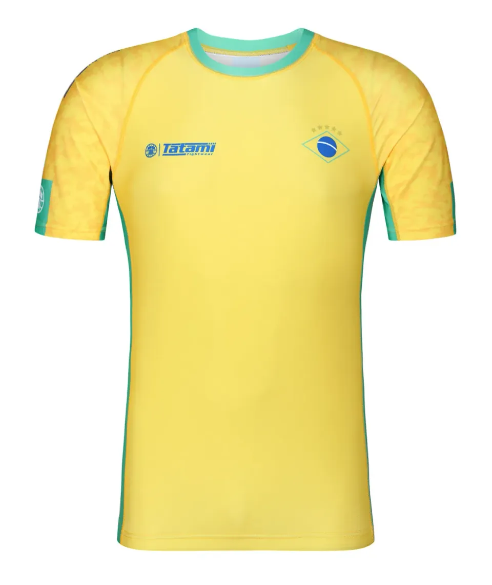 Tatami Abstract Brazil rash guard bambino gialla manica corta