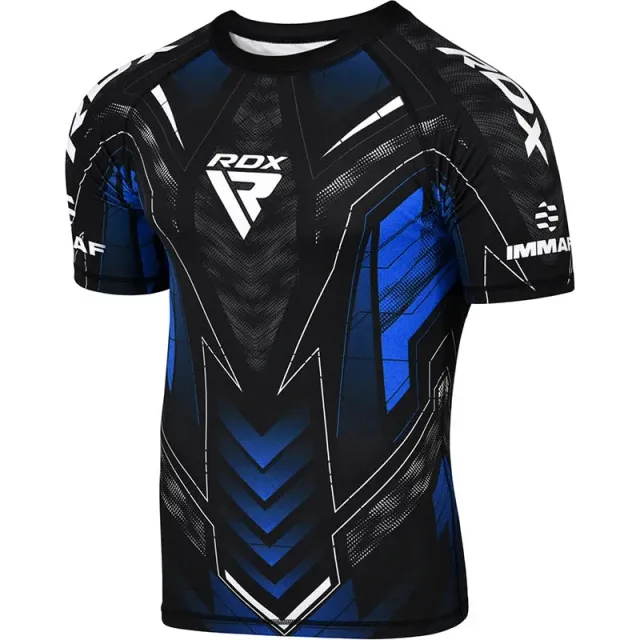 RDX IMMAF Maglia Compressione Mezze Maniche Blu Traspirante