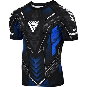 RDX IMMAF T-Shirt Compressione Mezza Manica Blu Elastica