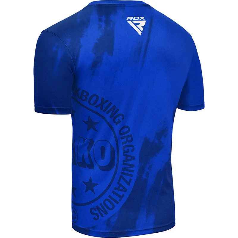 RDX WAKO T1 T-Shirt Kickboxing Blu Traspirante