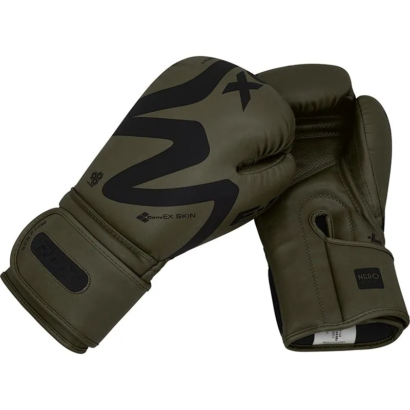 RDX F15 guantoni boxe pelle neri 14oz verde