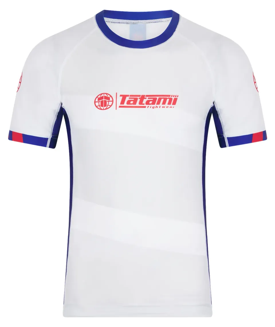 Tatami Nomad Rash Guard White Navy uomo corte