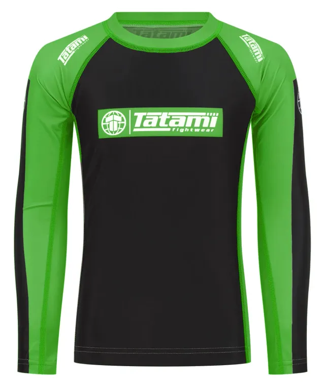 Tatami Fightwear IBJJF Ranked rash guard verde manica lunga bimbo
