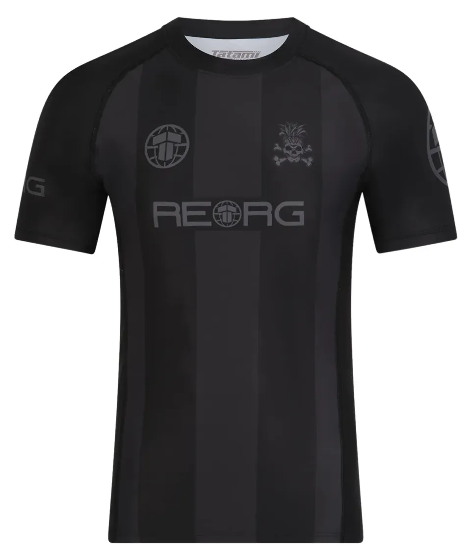 Tatami Fightwear Reorg Striped rash guard nera grigia maniche corte