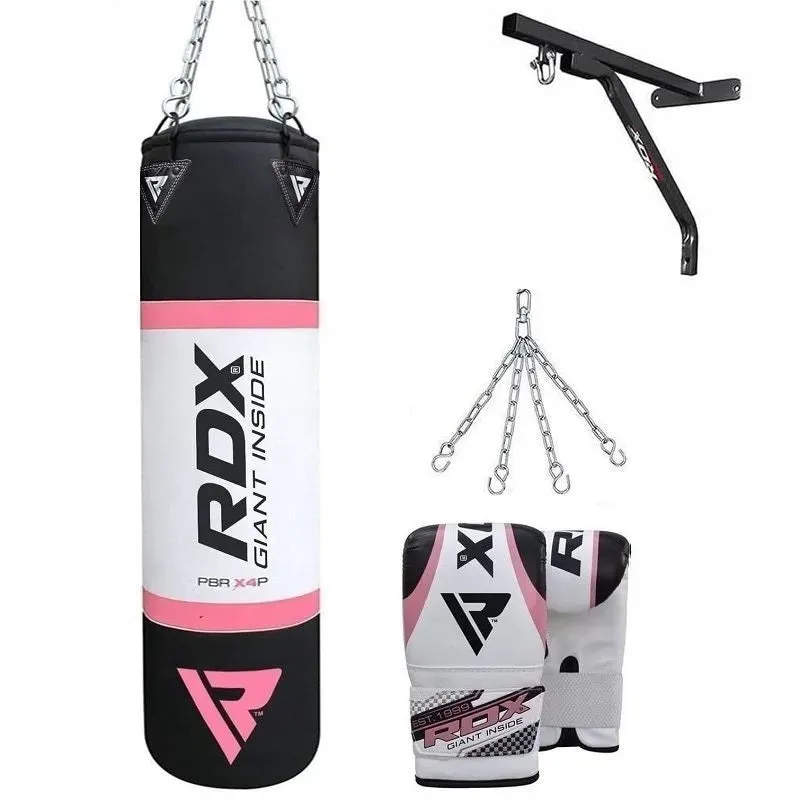 RDX X4 Sacco Boxe con Guanti e Staffa a Parete Nero
