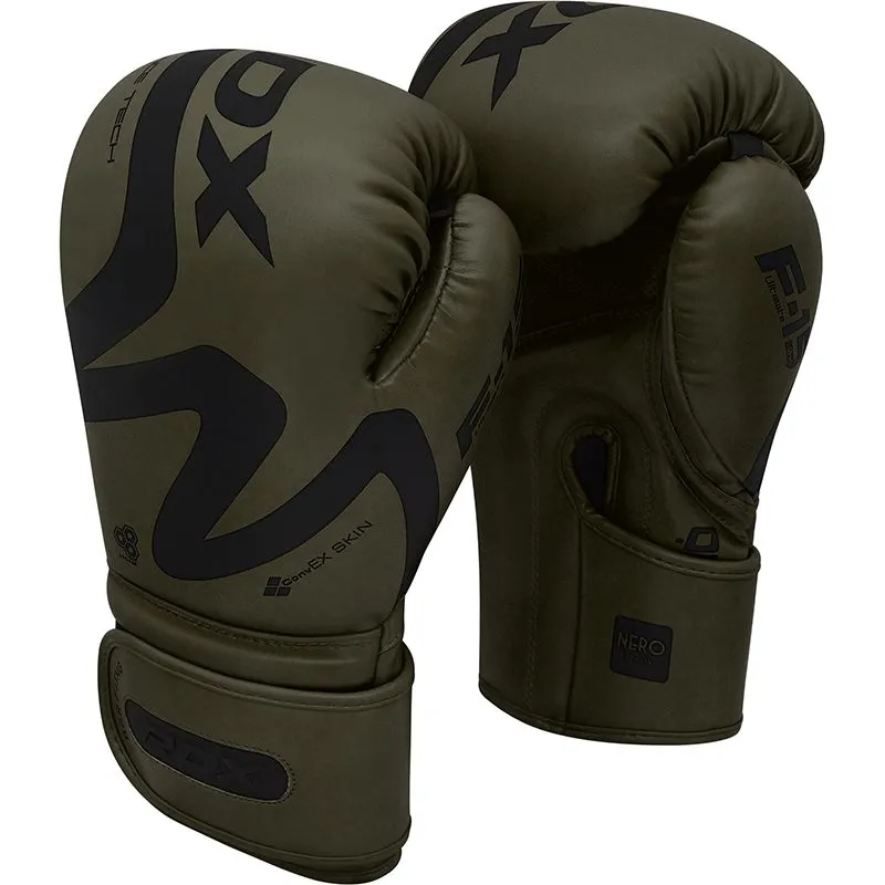 RDX F15 guantoni boxe pelle neri 14oz verde
