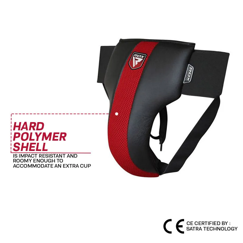 RDX R2 Conchiglia Boxe Pelle Rosso-Nero con cintura S