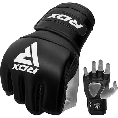 RDX F1 guanti MMA grappling 4oz pelle neri