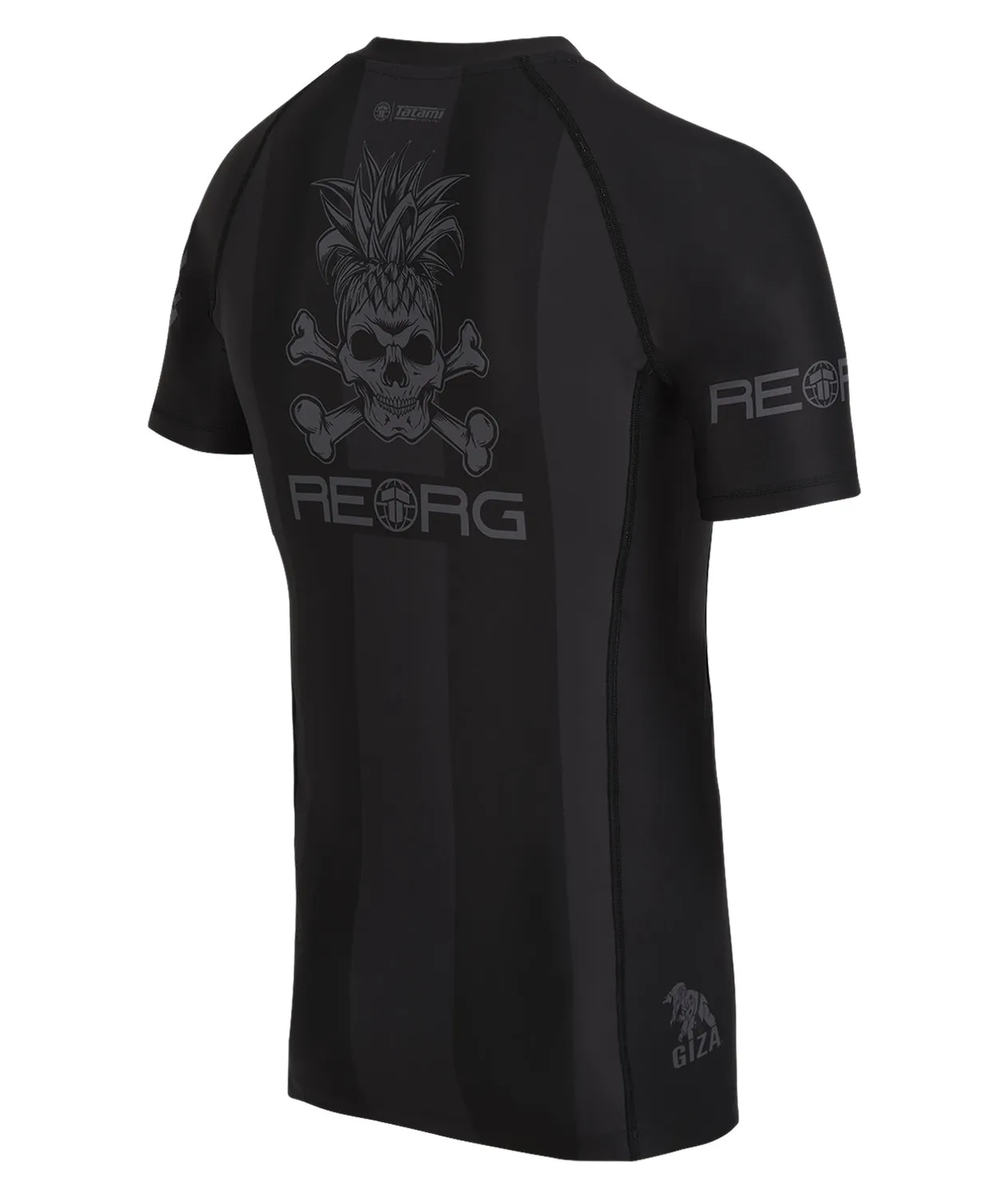 Tatami Fightwear Reorg Striped rash guard nera grigia maniche corte