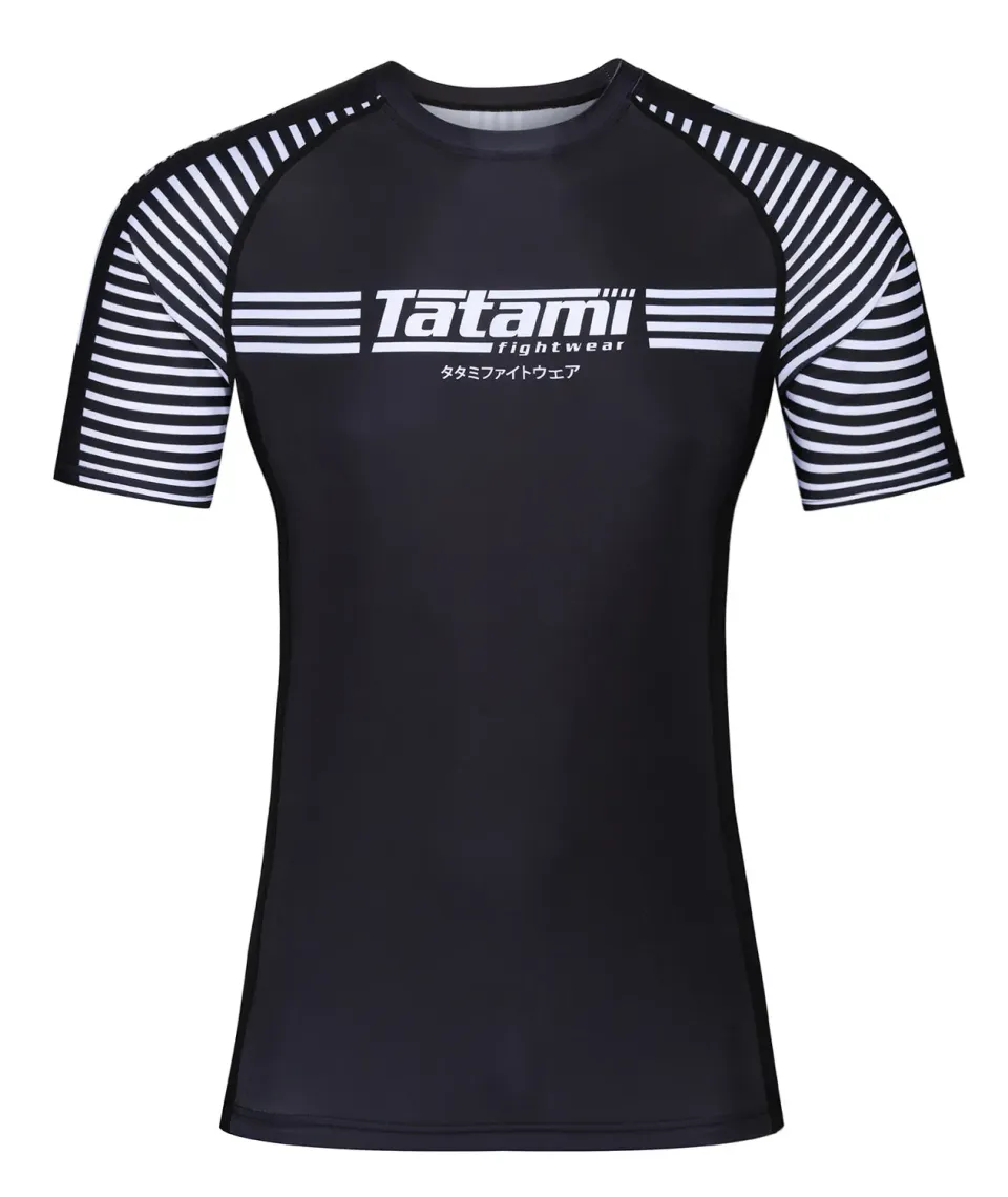 Tatami IBJJF Ranked rash guard nera maniche corte