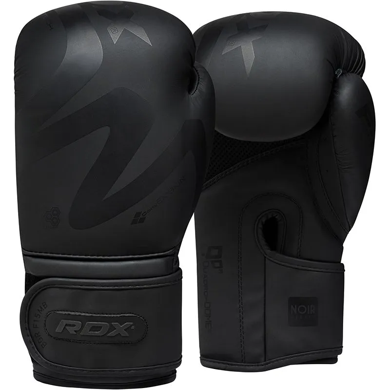 RDX F15 Noir Guanti da Boxe Neri Opachi Pelle
