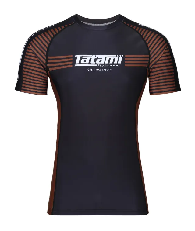 Tatami IBJJF Ranked rash guard marrone manica corta
