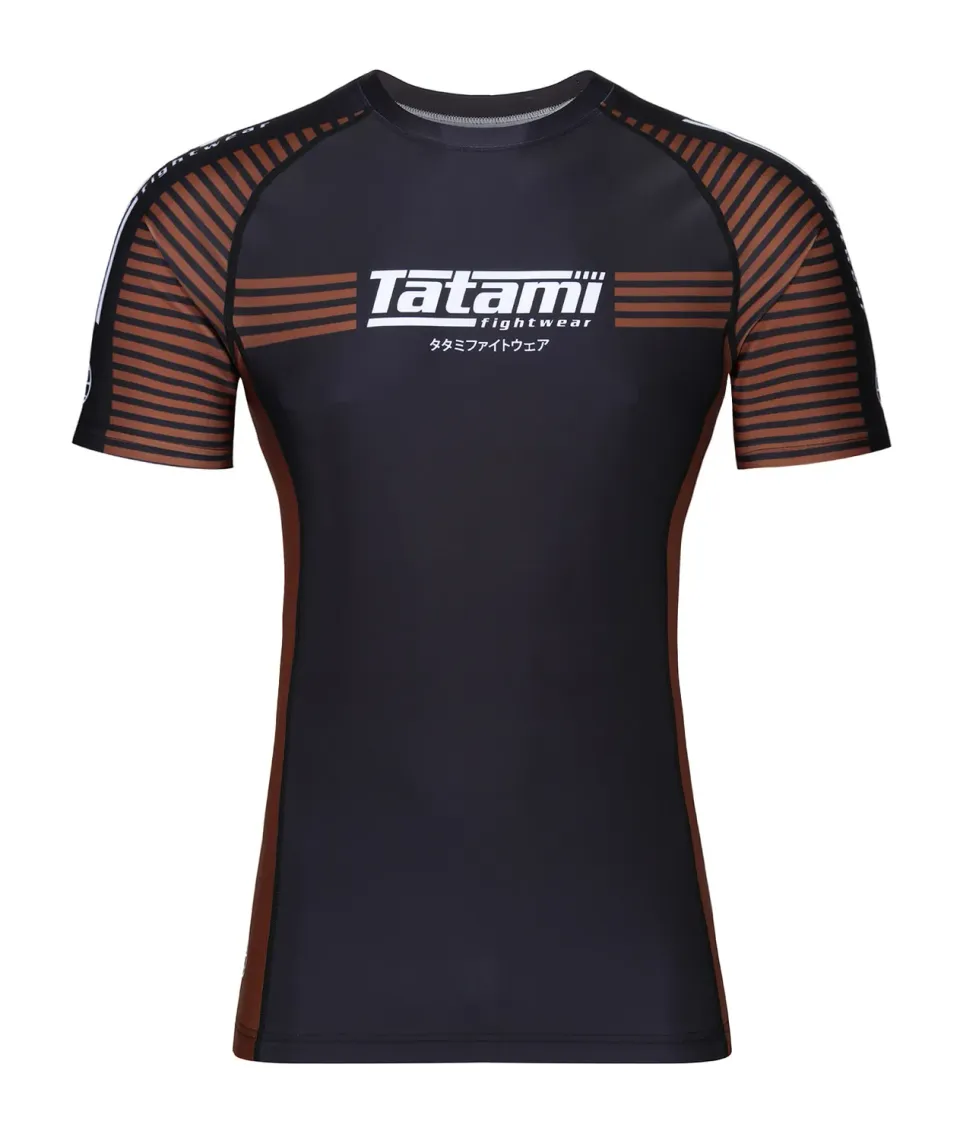 Tatami IBJJF Ranked rash guard marrone manica corta