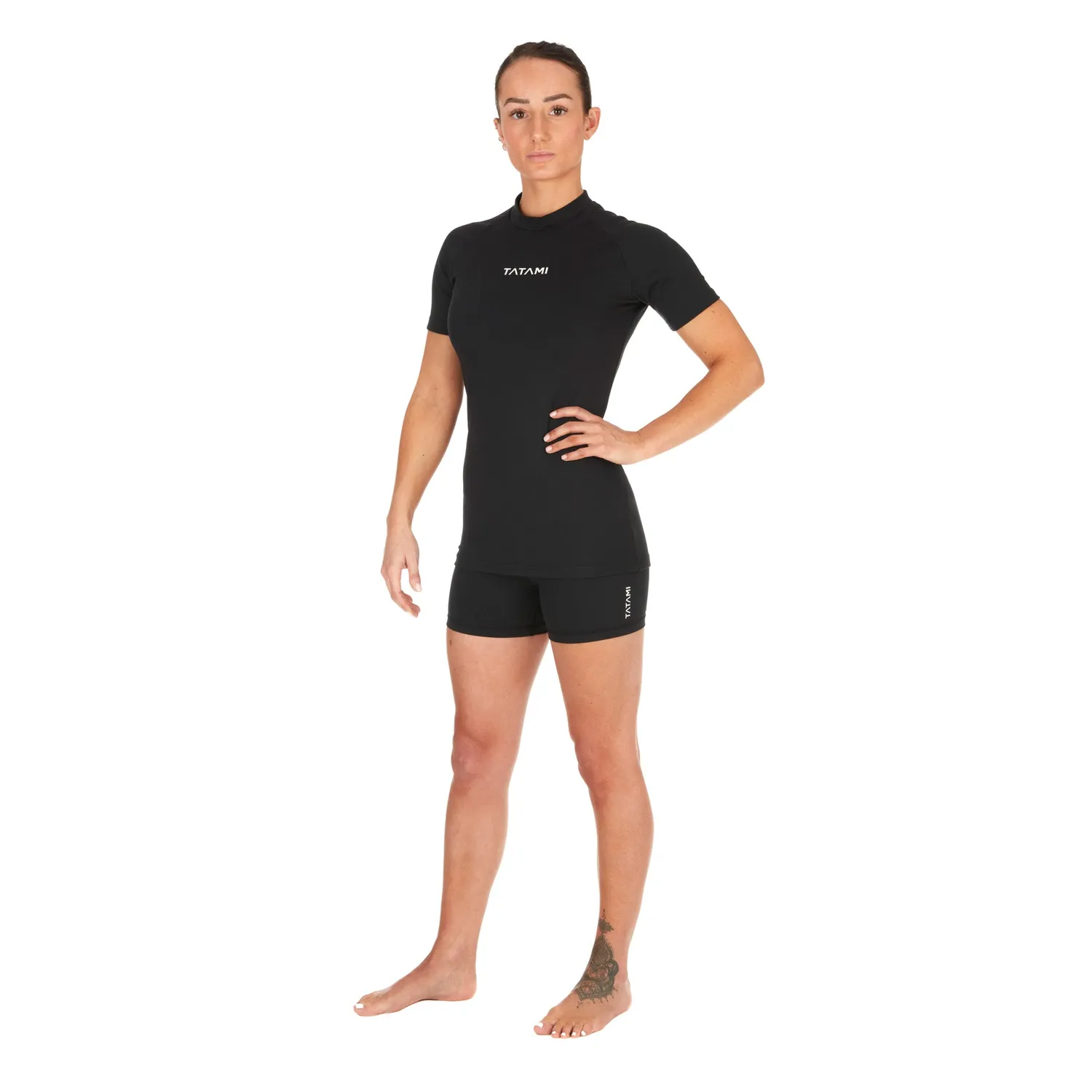 Tatami Peak Rash Guard Donna Maniche Corte Nera Vestibilità Slim