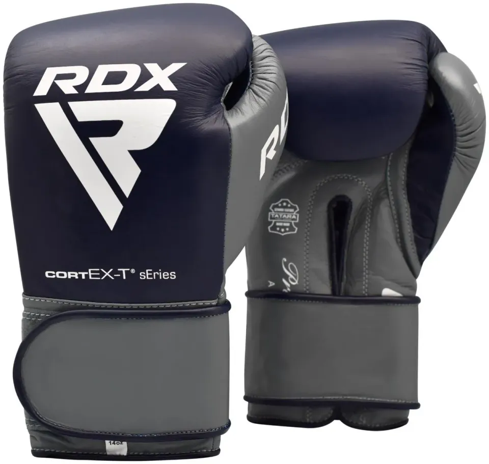 RDX C4 guanti boxe pro sparring blu pelle