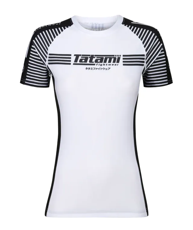 Tatami IBJJF Ranked rash guard donna nero-bianco manica corta