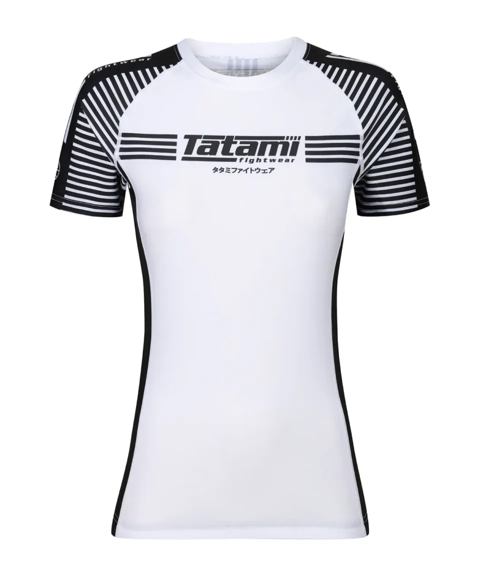 Tatami IBJJF Ranked rash guard donna nero-bianco manica corta