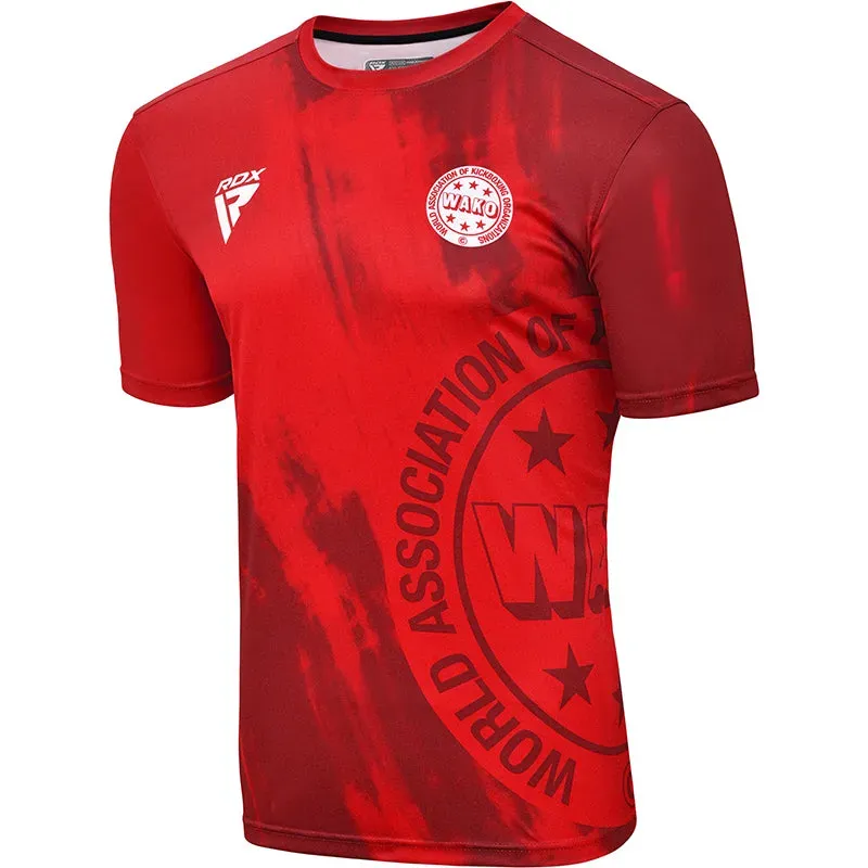 RDX Wako T1 t-shirt kickboxing rossa traspirante