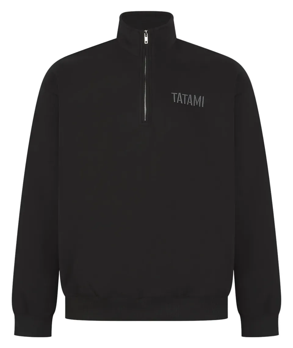 Tatami Quarter Zip felpa mezza zip nera felpata