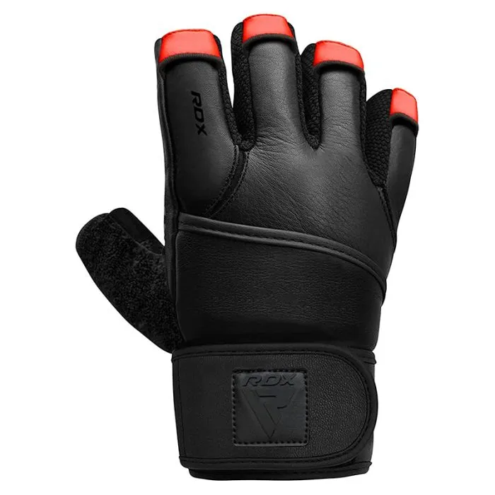 RDX L7 guanti palestra sollevamento pesi rosso neri grip