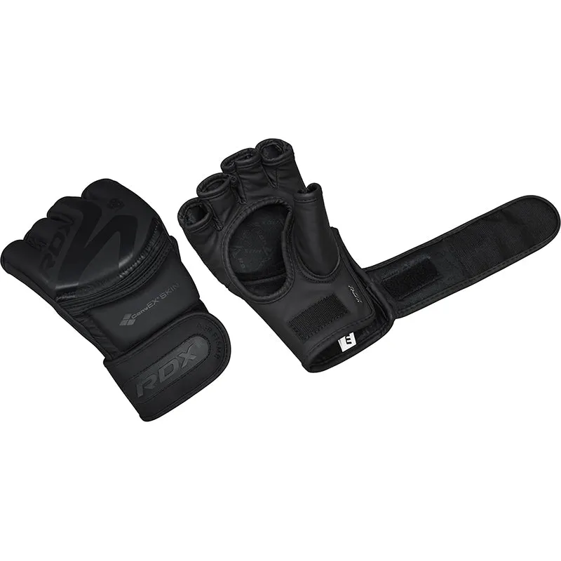 RDX F15 Noir guanti MMA grappling pelle neri