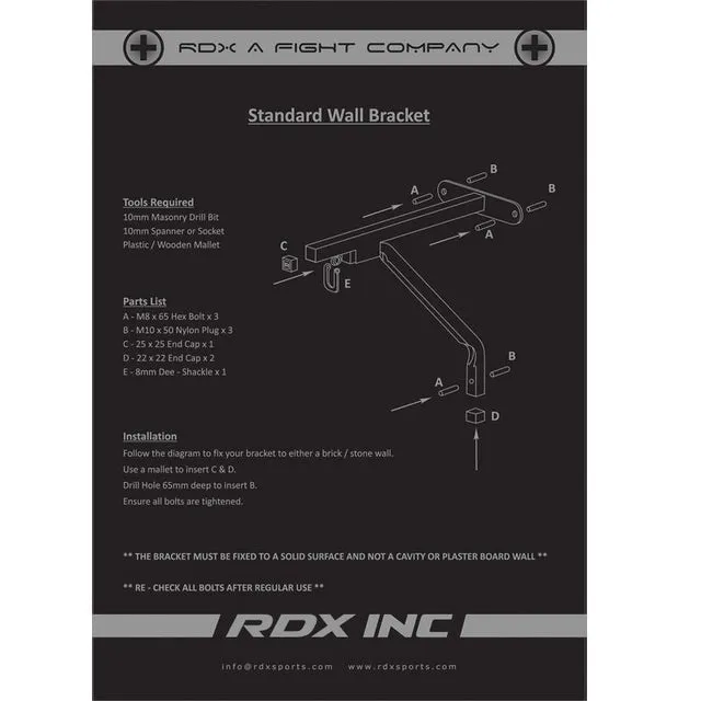 RDX X1 staffa parete sacco boxe acciaio 40 kg