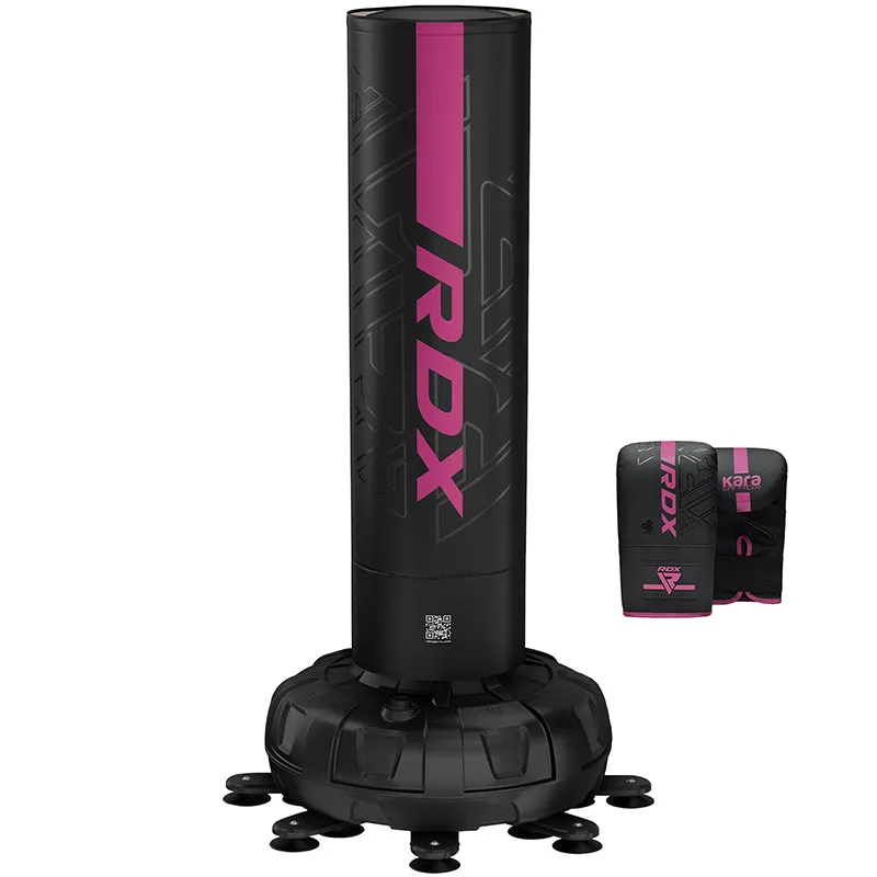 RDX Kara F6 6FT sacco boxe autoportante nero con guantoni