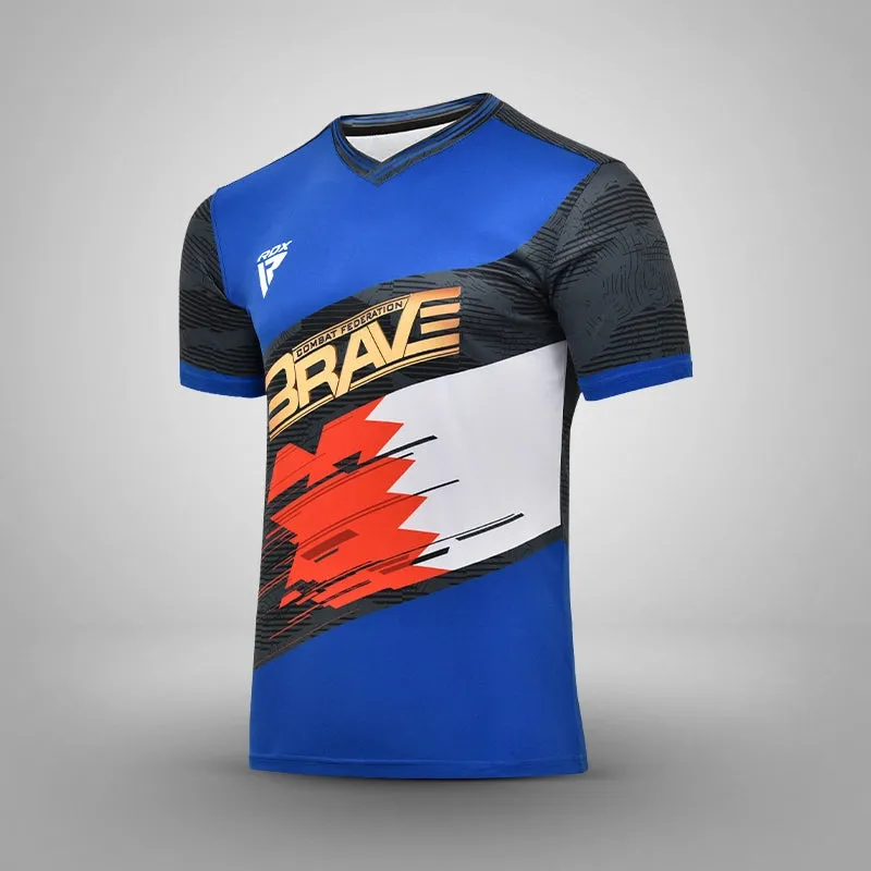 RDX Brave B2 Maglietta Walkout Blu Palestra 160gsm