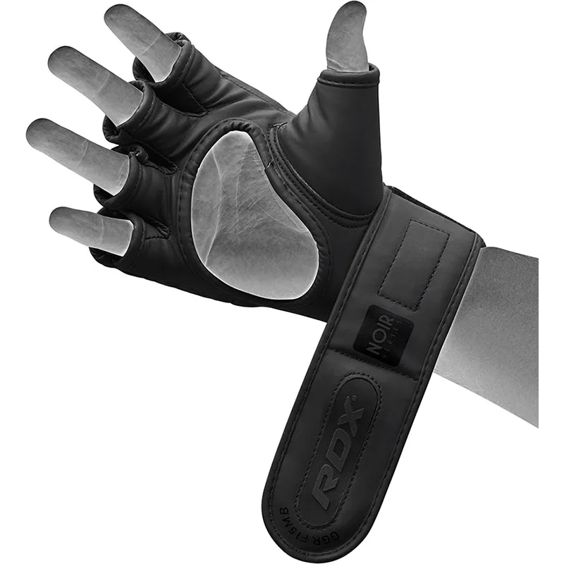 RDX F15 Noir guanti MMA grappling pelle neri