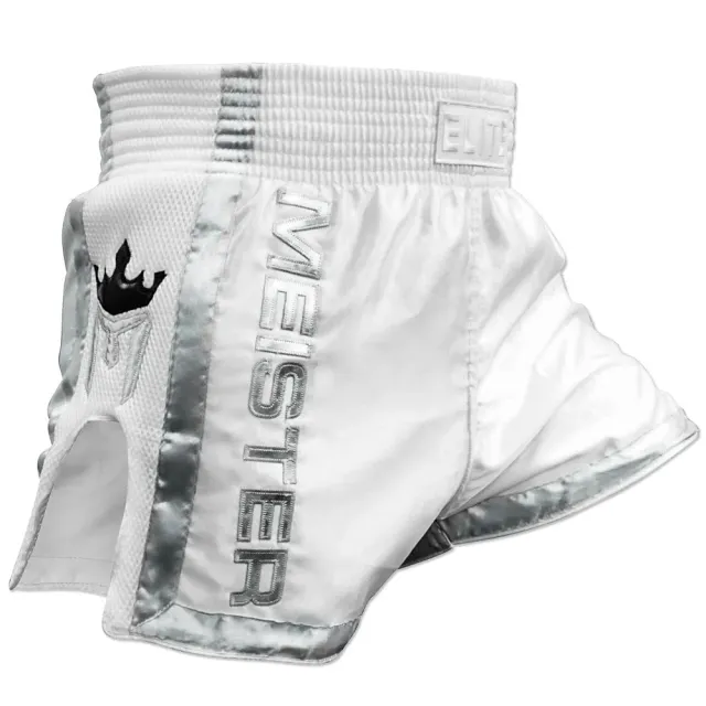 Meister Elite Muay Thai pantaloncini S bianco argento