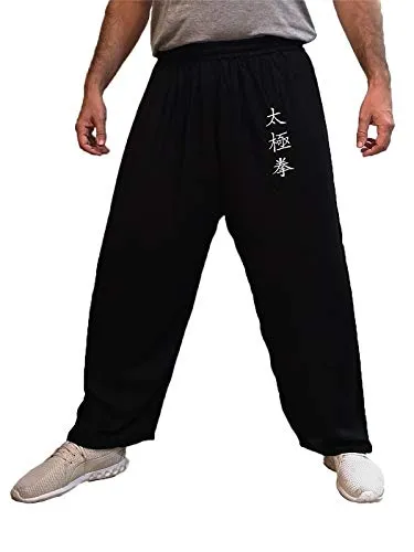 TAO pantaloni tai chi viscosa neri aperti caviglia