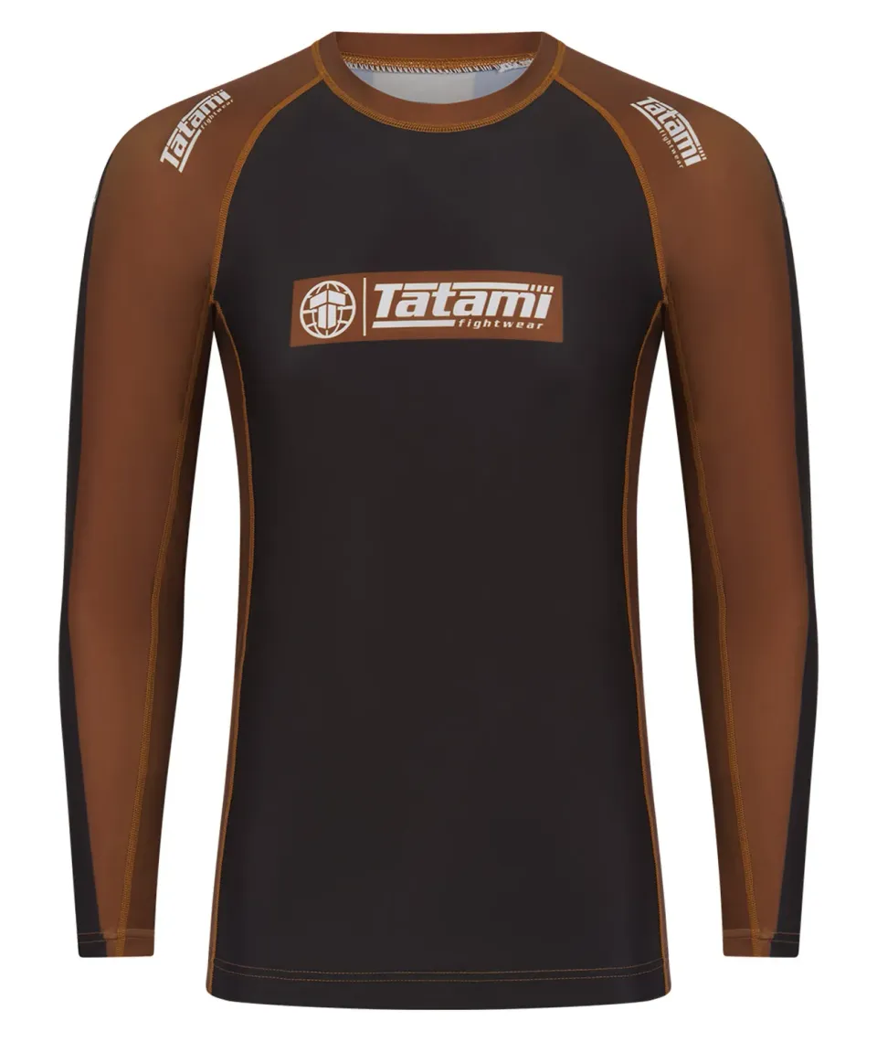 Tatami IBJJF Ranked Rash Guard Marrone Manica Lunga