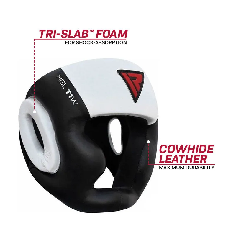 RDX T1 Casco Boxe Pelle Bianco Guance