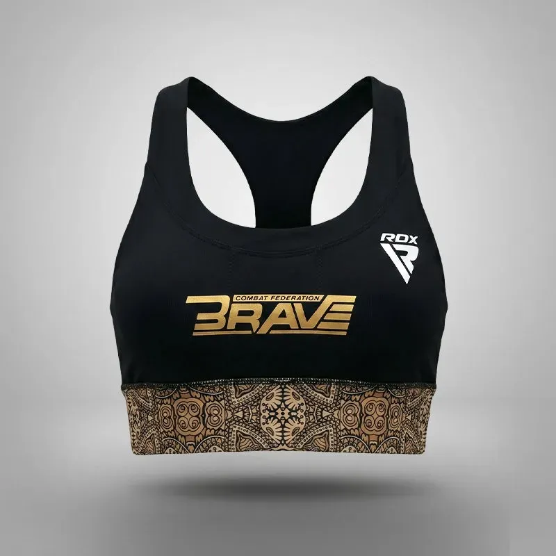 RDX Brave B2 reggiseno sportivo nero-oro compressivo
