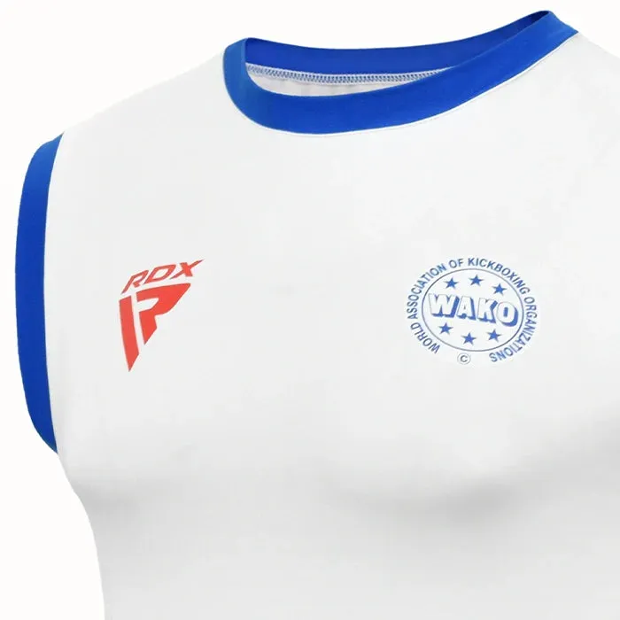 RDX WAKO top kickboxing bianco microfibra