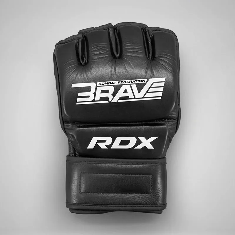 RDX Brave B1 Guanti MMA Grappling Neri Pelle